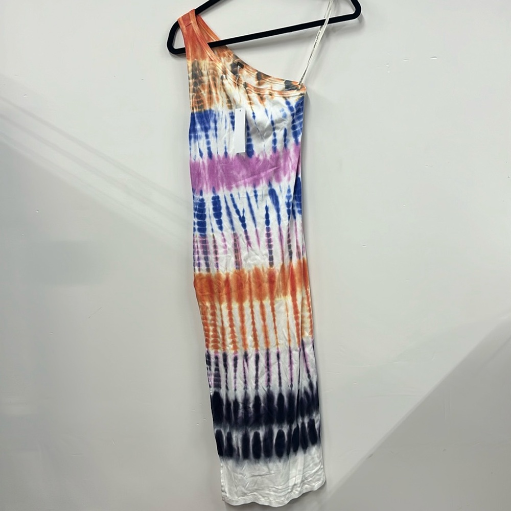 Multicolor Tie-Dye One-Shoulder Dress